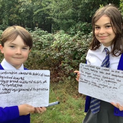 Y6 pupils learning how to use pathetic fallacy as a from of figurative language.