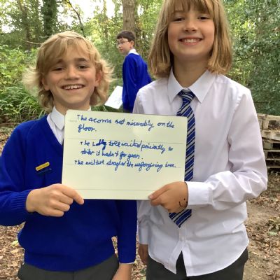 Y6 pupils learning how to use pathetic fallacy as a from of figurative language.